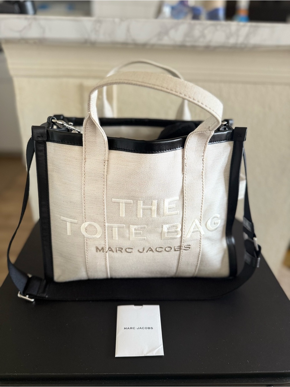 Marc Jacobs Canvas Tote in Cream with Black Label